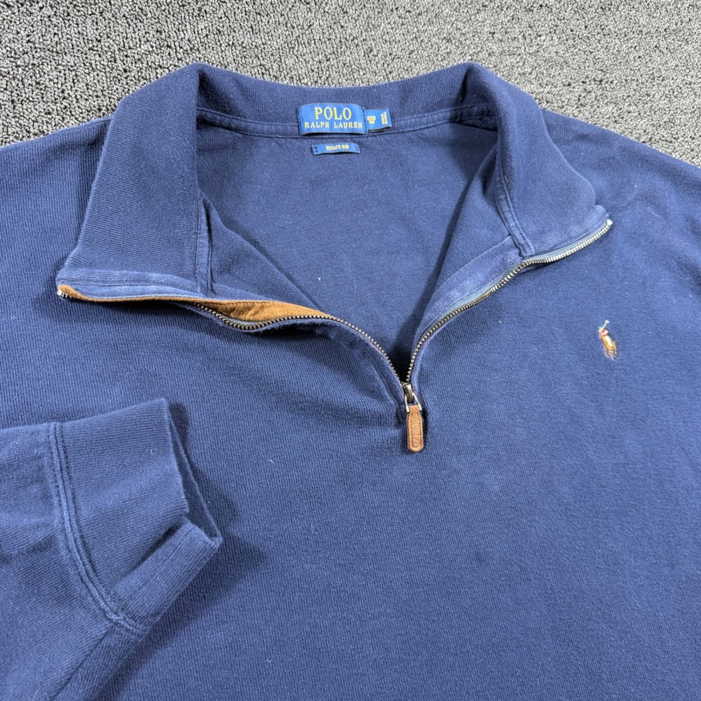 Polo Ralph Lauren Estate Rib Quarter Zip Pullover Navy Blue Men's 3XB Big & Tall
